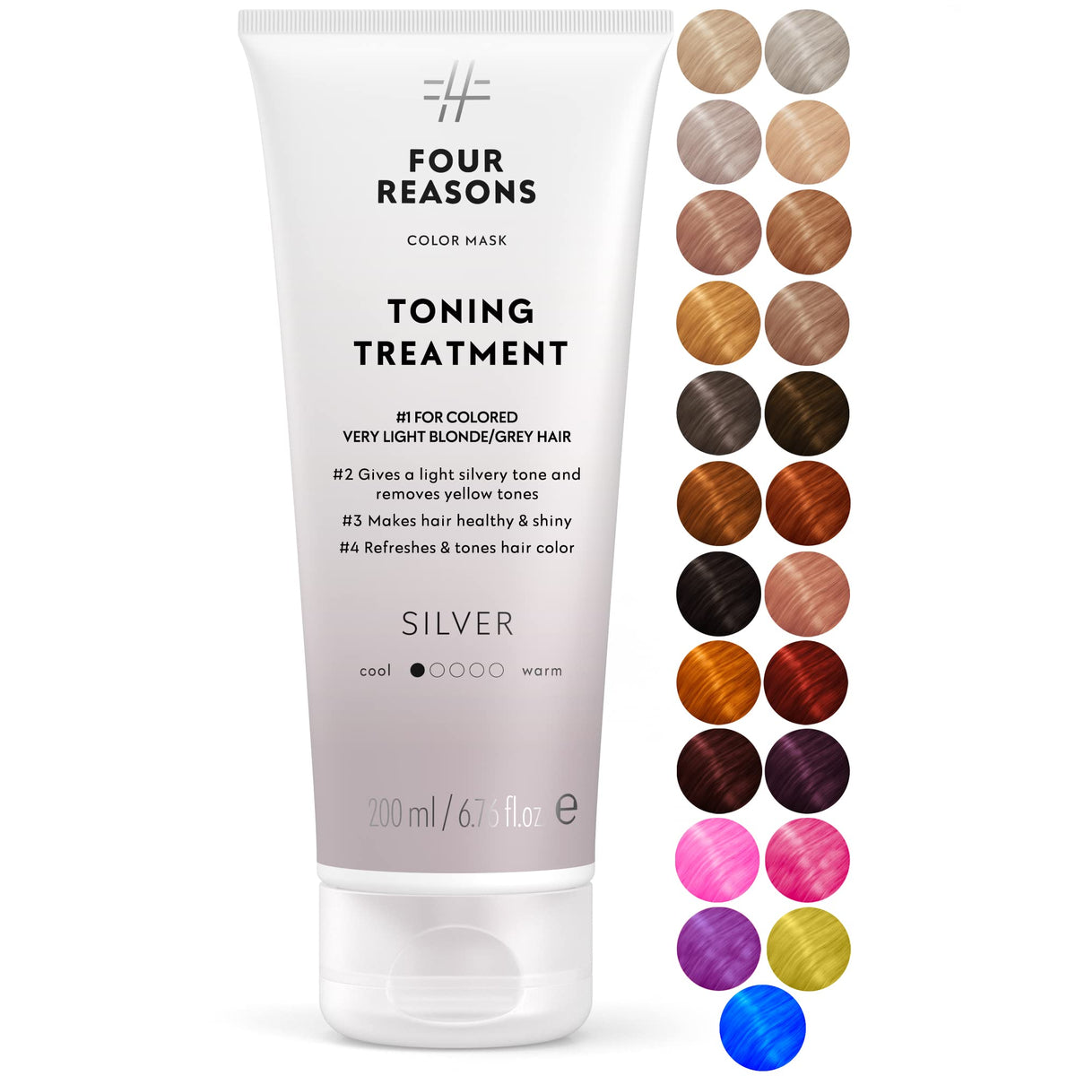 FOUR REASONS Color Mask Silver front view with packaging