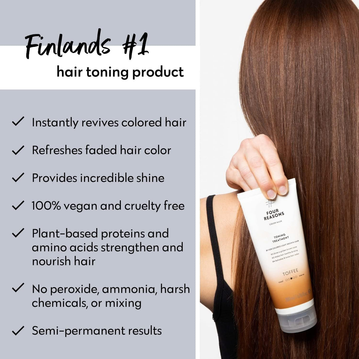FOUR REASONS Color Mask Toffee hair gloss result