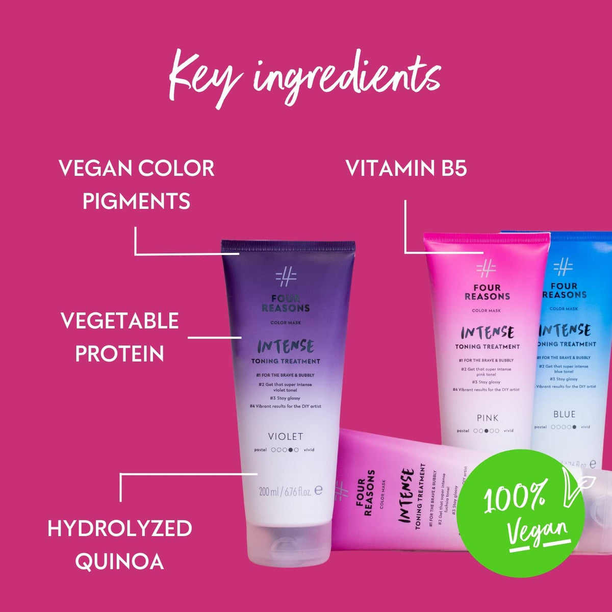 FOUR REASONS INTENSE Fuchsia Color Mask in a bathroom setting