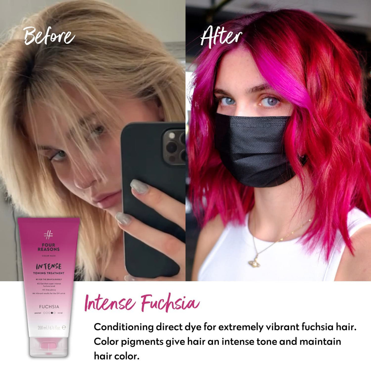 FOUR REASONS INTENSE Fuchsia Color Mask packaging