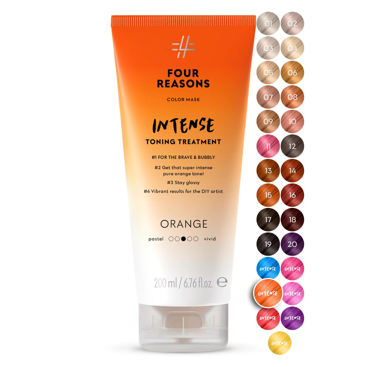 FOUR REASONS INTENSE Orange Colour Mask front view 221g