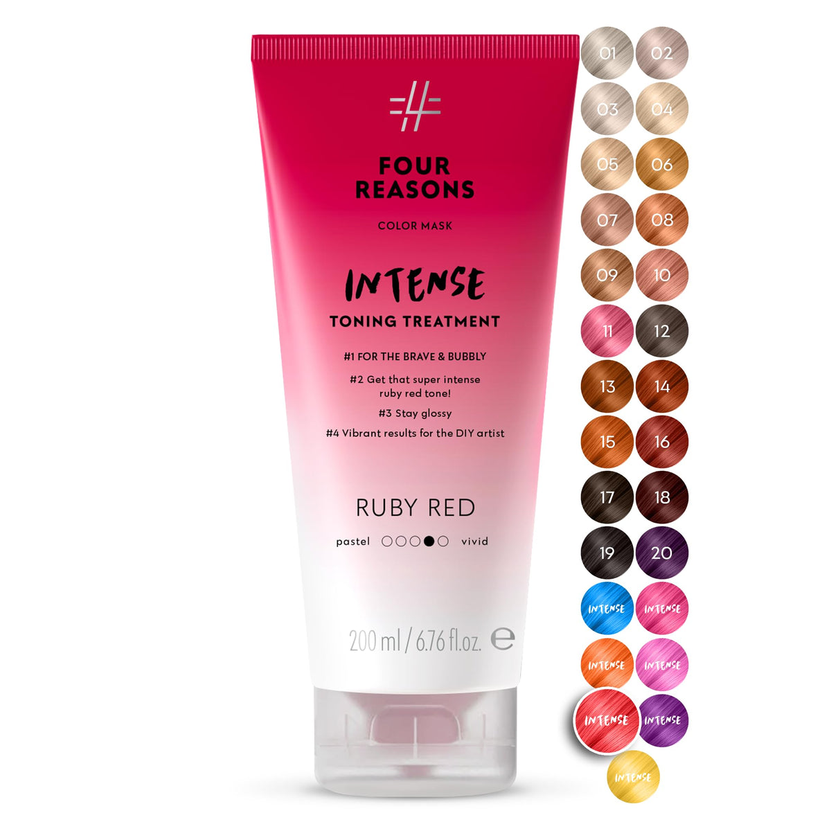 FOUR REASONS Intense Ruby Red Color Mask front view