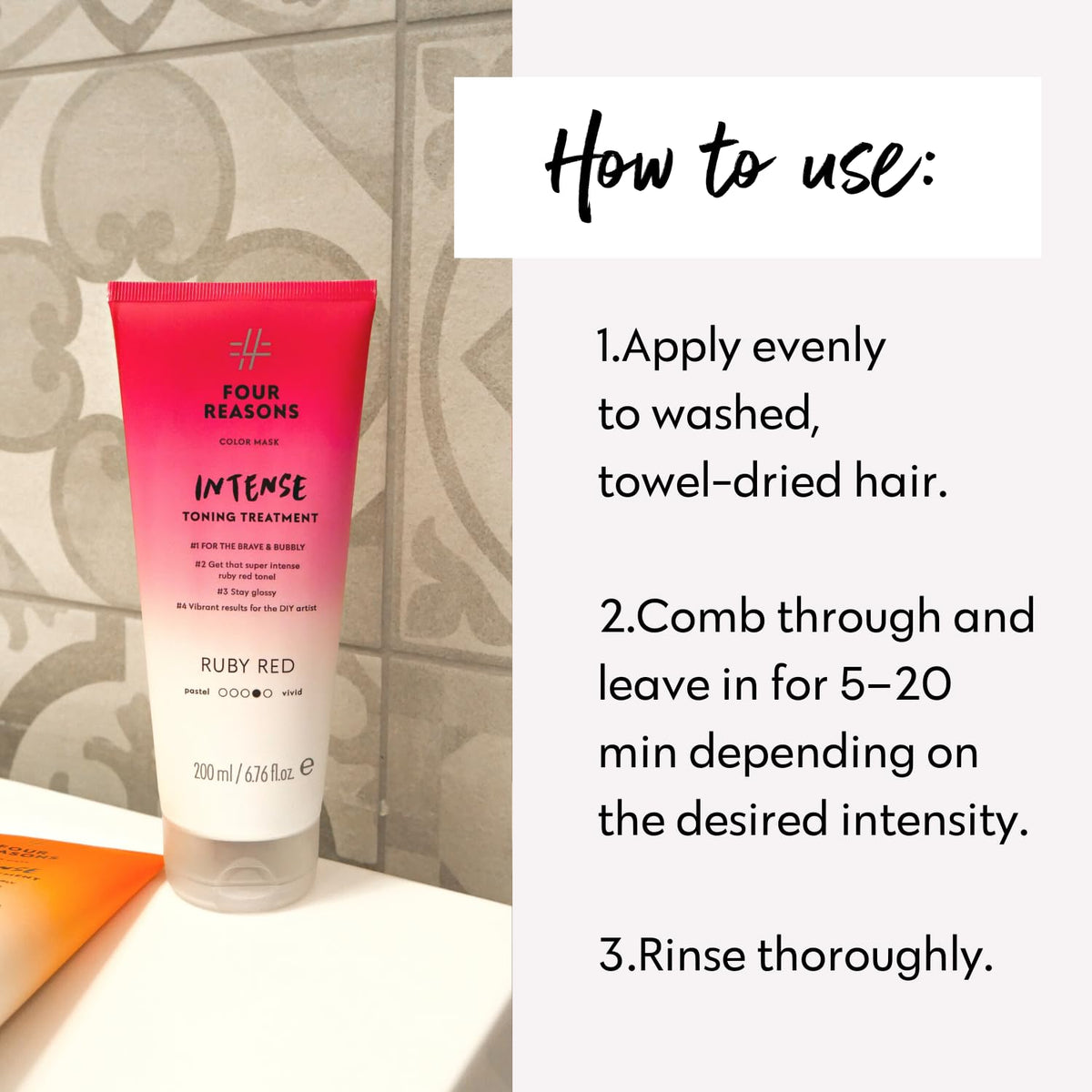 FOUR REASONS Intense Ruby Red Color Mask side view
