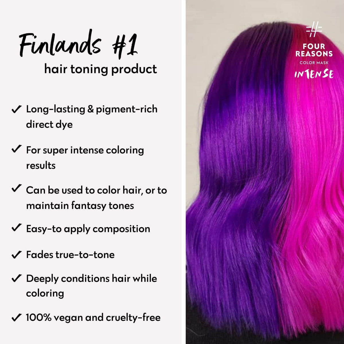 FOUR REASONS INTENSE Violet Color Mask application on hair