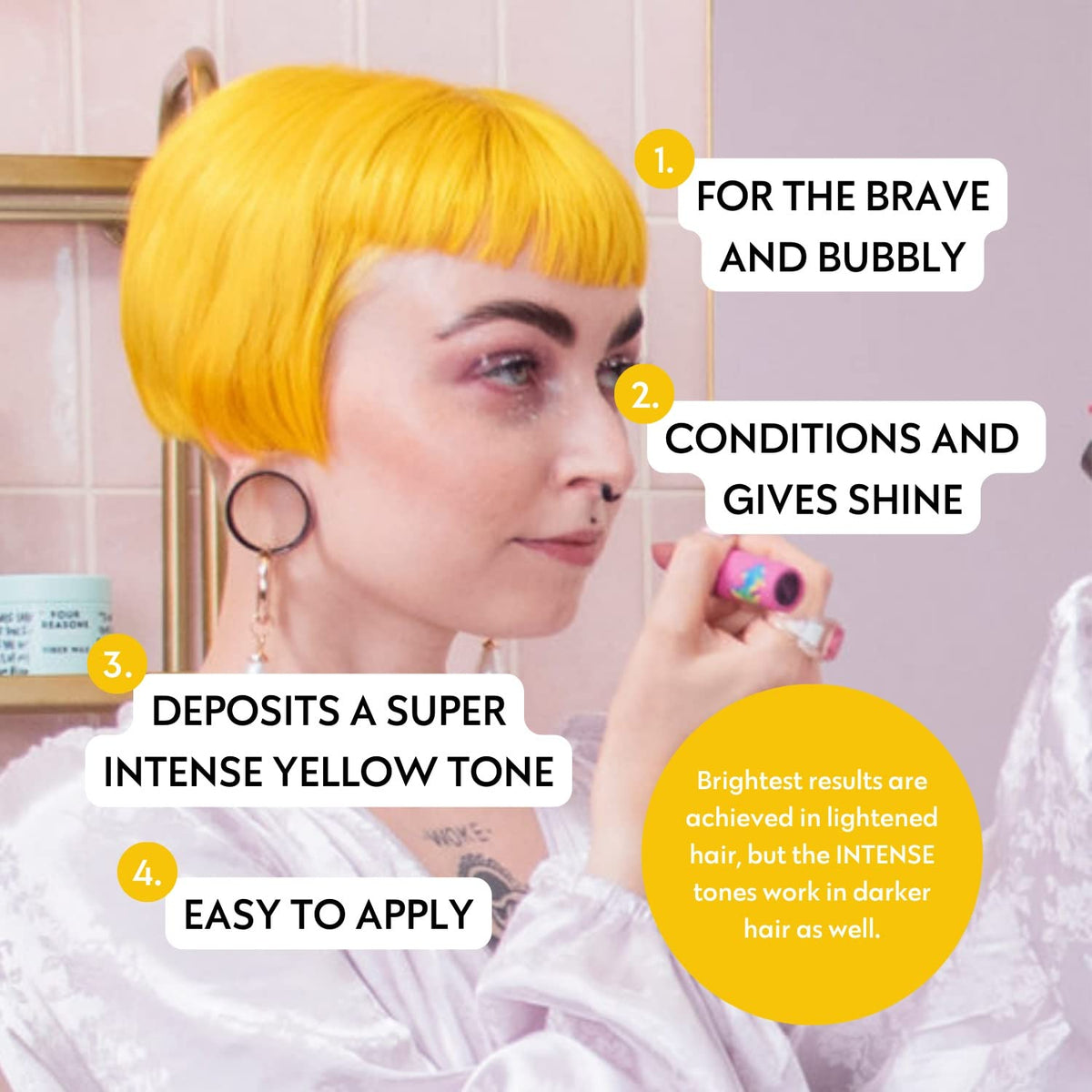 FOUR REASONS INTENSE Yellow Color Mask application on hair