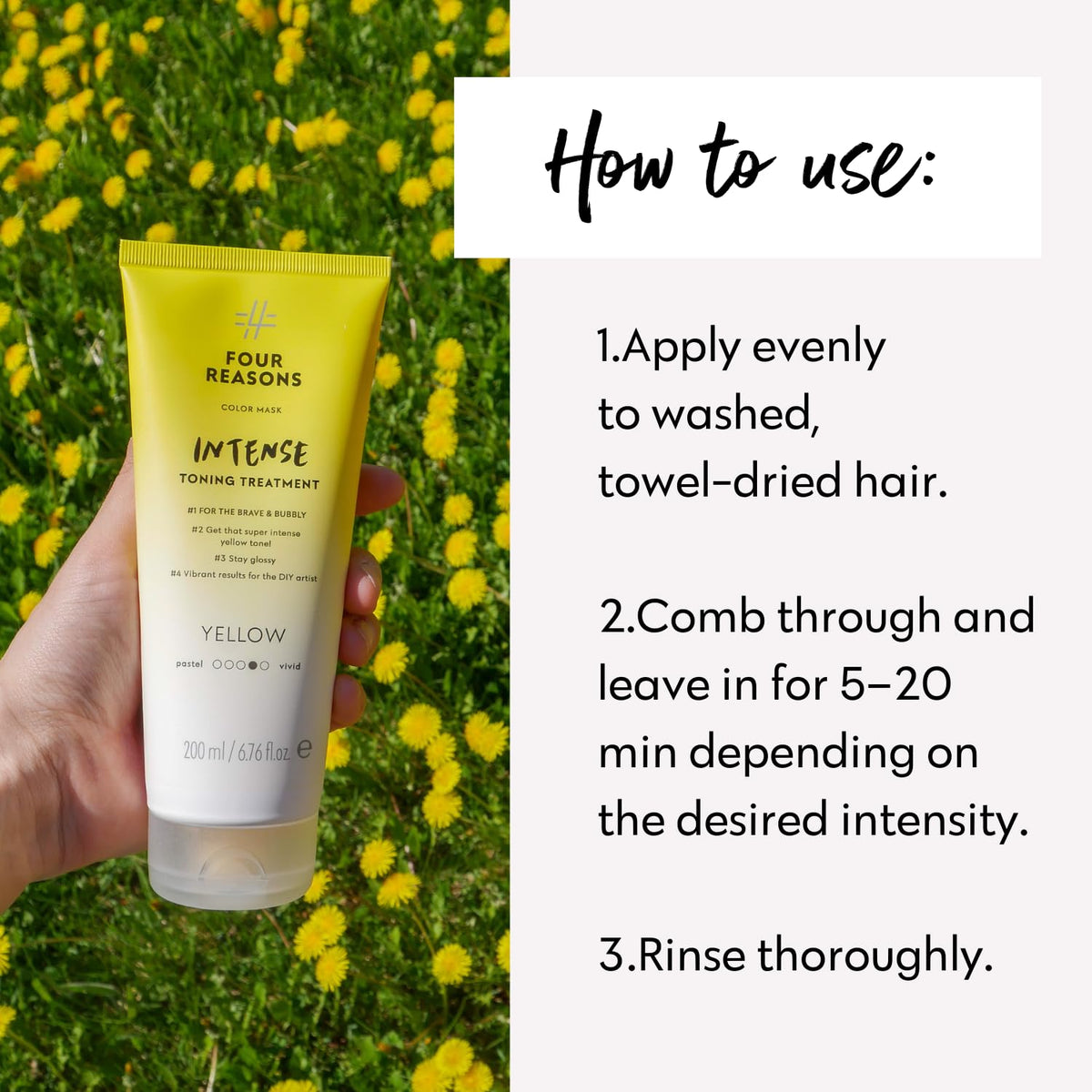 FOUR REASONS INTENSE Yellow Color Mask in use during hair