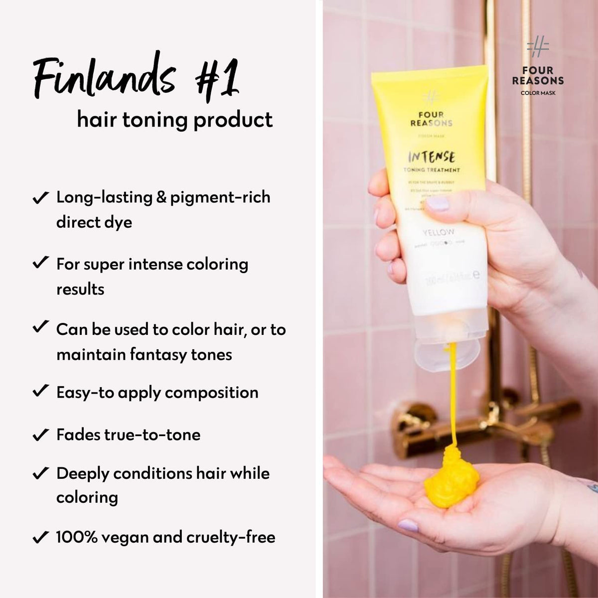 FOUR REASONS INTENSE Yellow Color Mask side view with dimensions