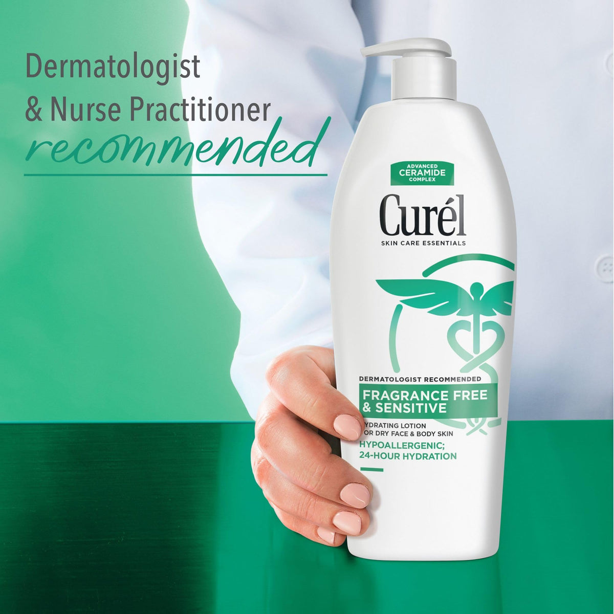 Fragrance Free Lotion displayed on a bathroom counter
