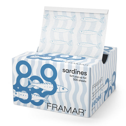 FRAMAR Blue Sardine Hair Foil front view with playful design