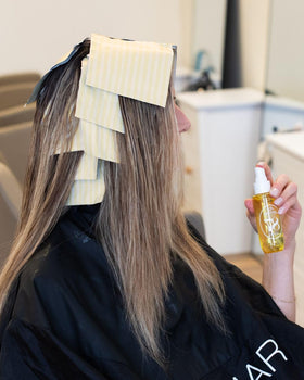 FRAMAR Butter Stripes Hair Foil stack showing dimensions