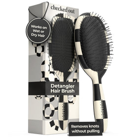 FRAMAR Checkered Print Hair Brush Detangler front view