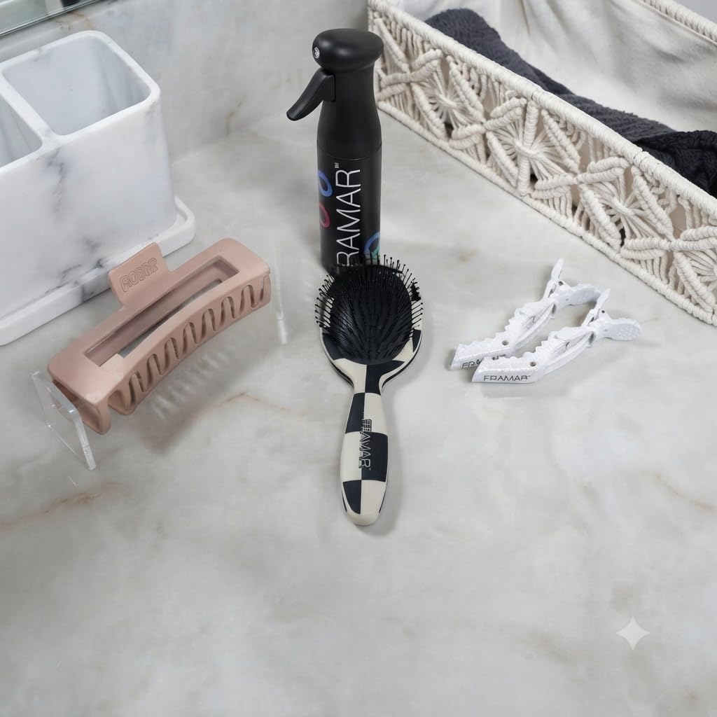 FRAMAR Checkered Print Hair Brush Detangler lifestyle scene