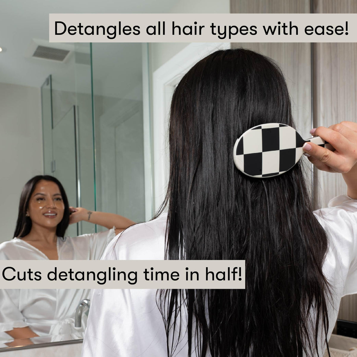 FRAMAR Checkered Print Hair Brush Detangler side view