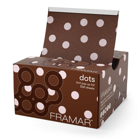 FRAMAR Chocolate Polka Dots Hair Foils front view in packaging
