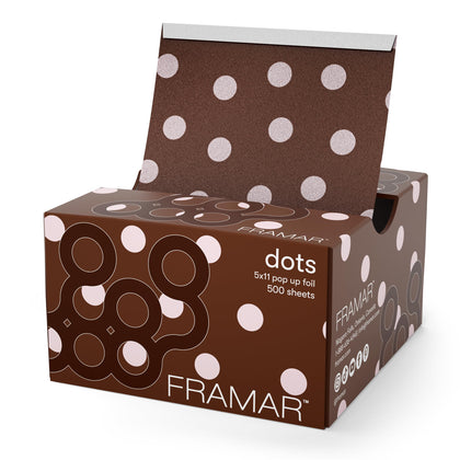FRAMAR Chocolate Polka Dots Hair Foils front view in packaging