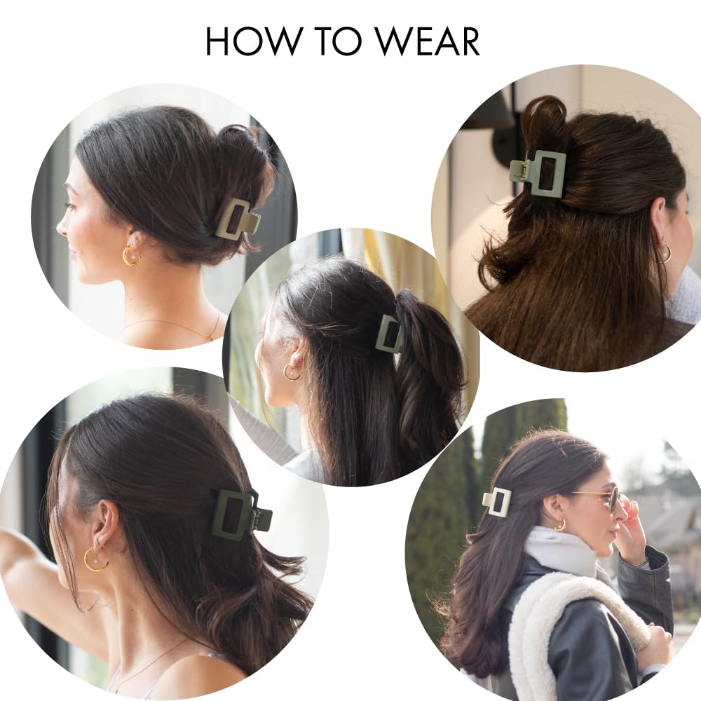 FRAMAR claw clip in use holding thick hair