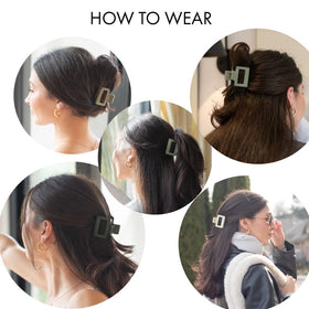 FRAMAR claw clip in use holding thick hair