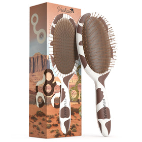 FRAMAR Cow Print Hair Brush Detangler front view