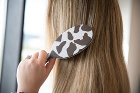 FRAMAR Cow Print Hair Brush Detangler with flexible bristles
