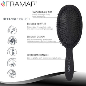 FRAMAR Detangling Brush back view showing bristles