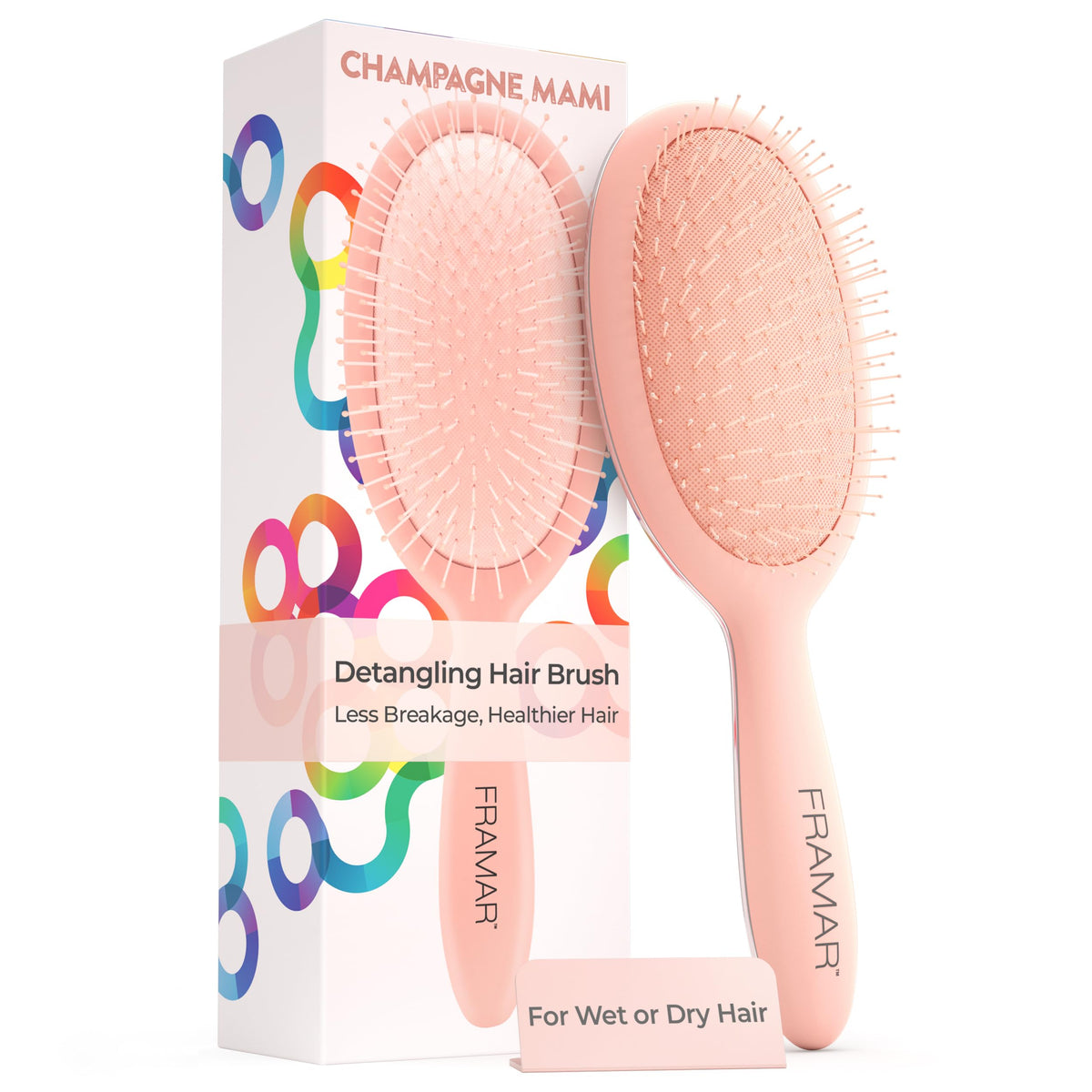 FRAMAR Detangling Brush front view in red