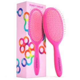 FRAMAR Detangling Brush in pink with flexible bristles