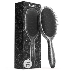 FRAMAR Glitter Hair Brush Detangler front view in black