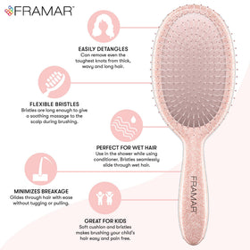 FRAMAR Glitter Hair Brush Detangler held in hand