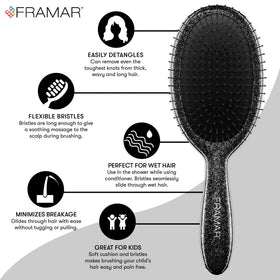 FRAMAR Glitter Hair Brush Detangler lifestyle scene on vanity