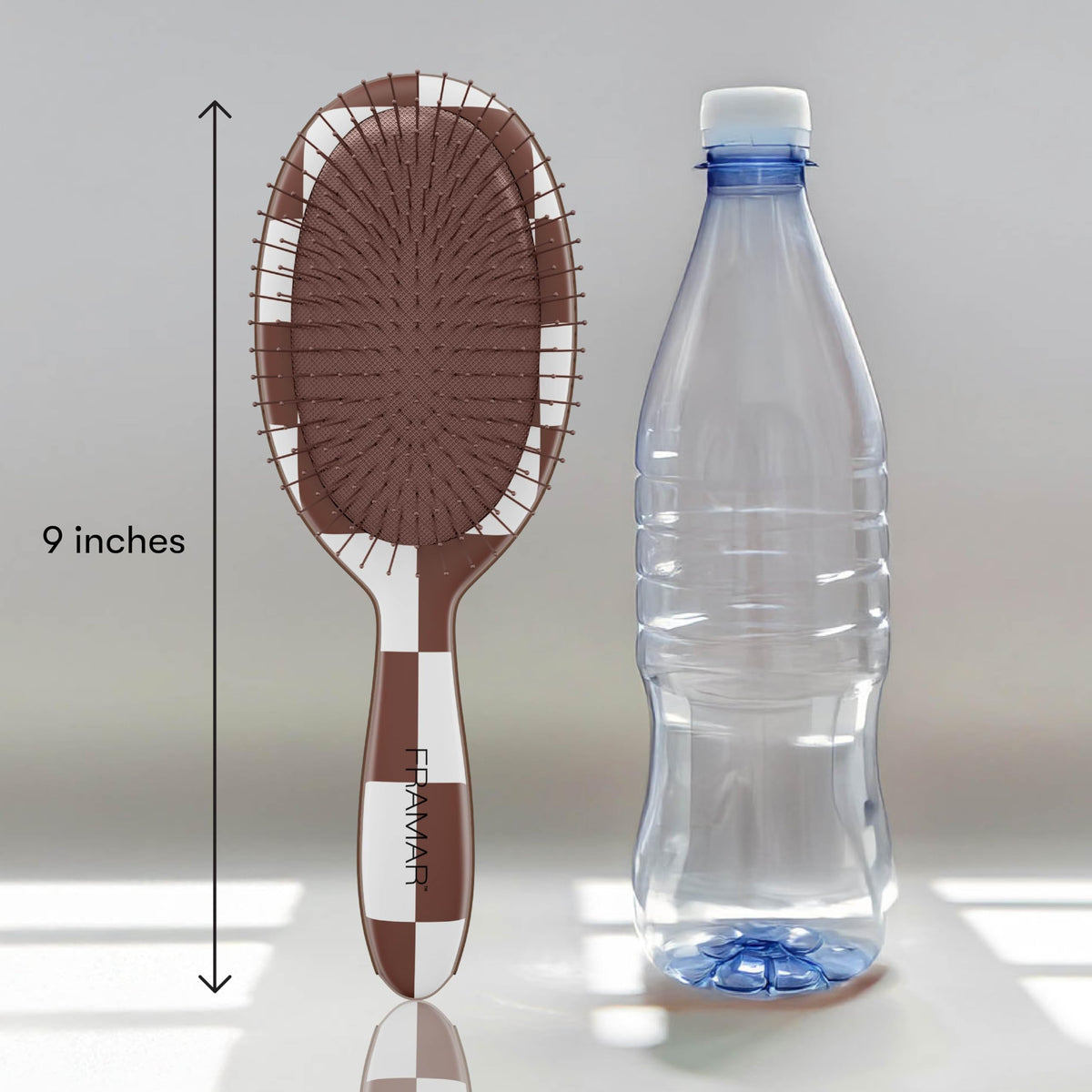 FRAMAR Hair Brush Detangler side view with ergonomic handle