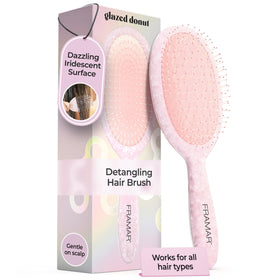 FRAMAR Iridescent Wet Hair Brush front view with flexible bristles