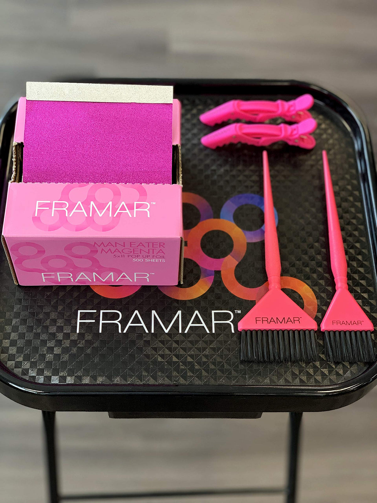 FRAMAR Magenta Hair Foils in use during a hair highlighting session