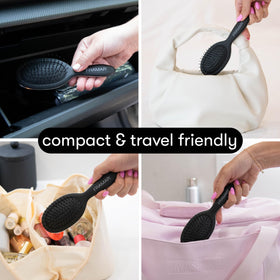 FRAMAR Mini Hair Brush Detangler on a gym bag