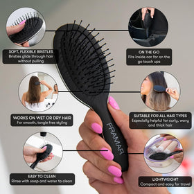 FRAMAR Mini Hair Brush Detangler side view showcasing bristles