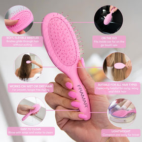 FRAMAR Mini Hair Brush Detangler side view showing bristles