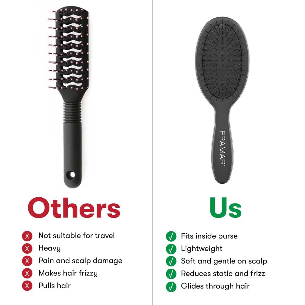 FRAMAR Mini Hair Brush Detangler with wet hair