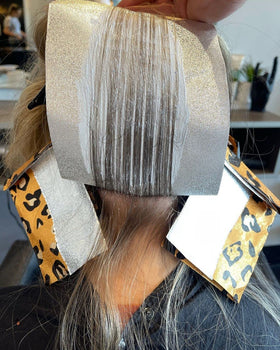 FRAMAR Party Animal Hair Foils displayed with hair coloring tools