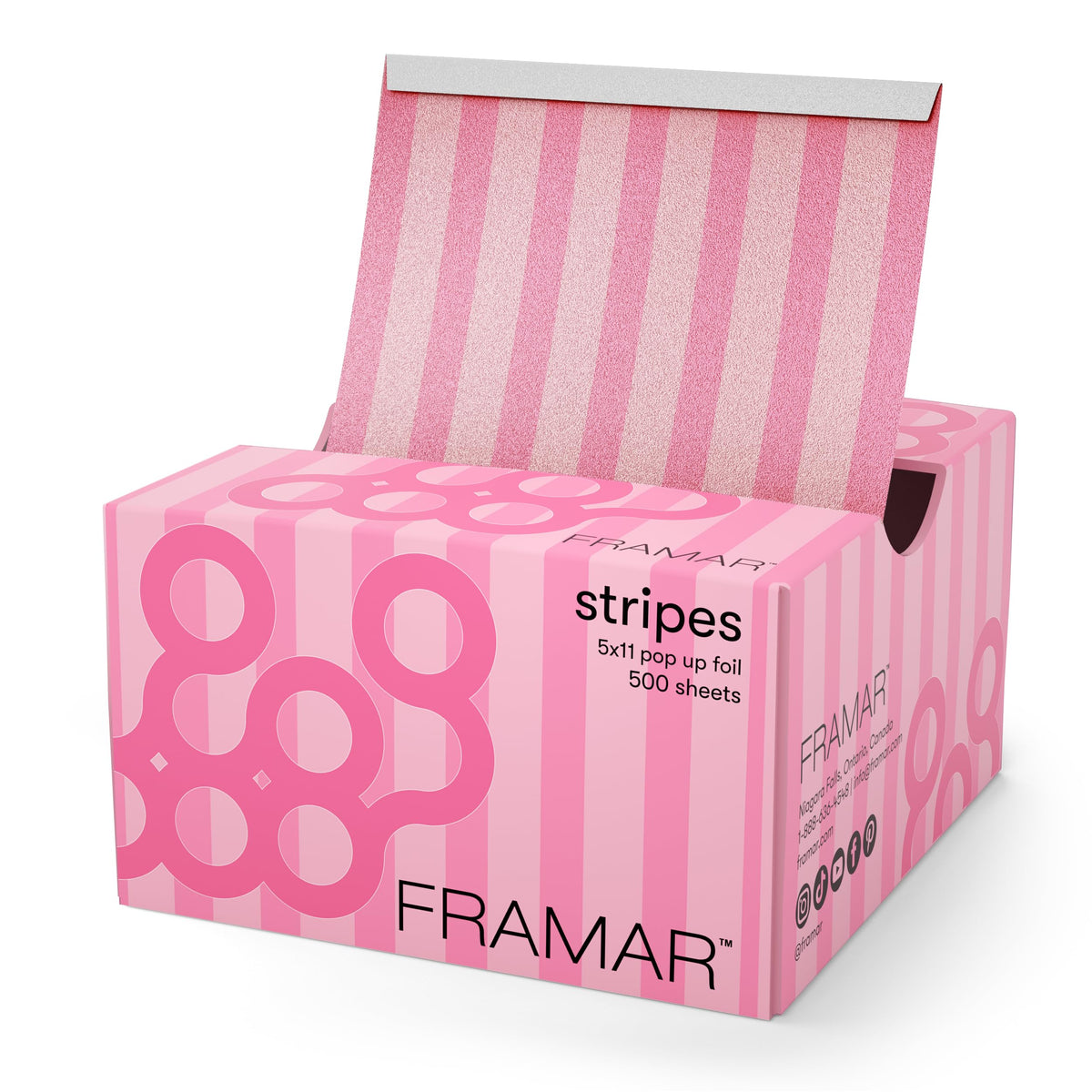 FRAMAR Pink Stripes Hair Foil front view in packaging