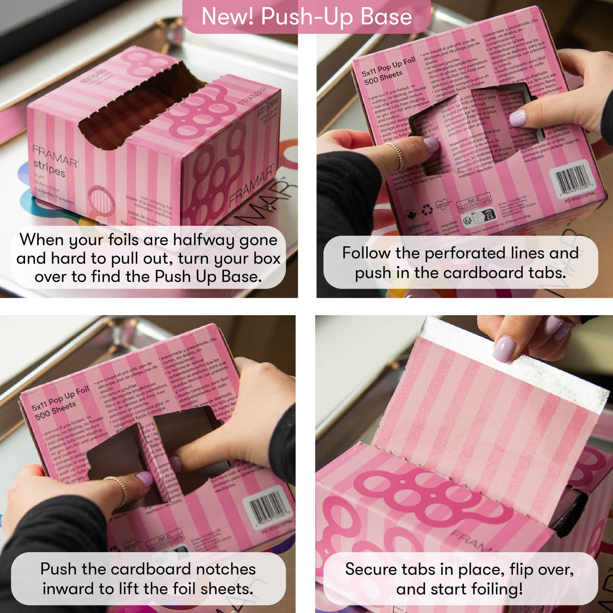 FRAMAR Pink Stripes Hair Foil showing pre-folded edge