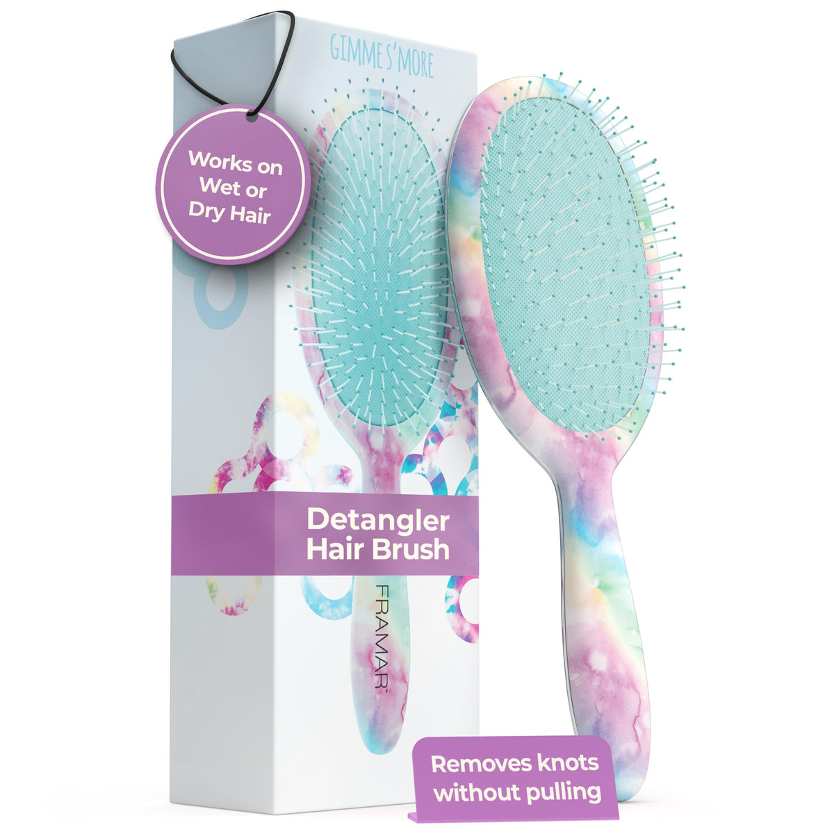 FRAMAR Purple Hair Brush Detangler front view