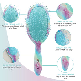 FRAMAR Purple Hair Brush Detangler on a vanity
