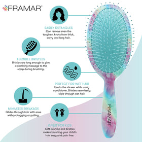 FRAMAR Purple Hair Brush Detangler with flexible bristles