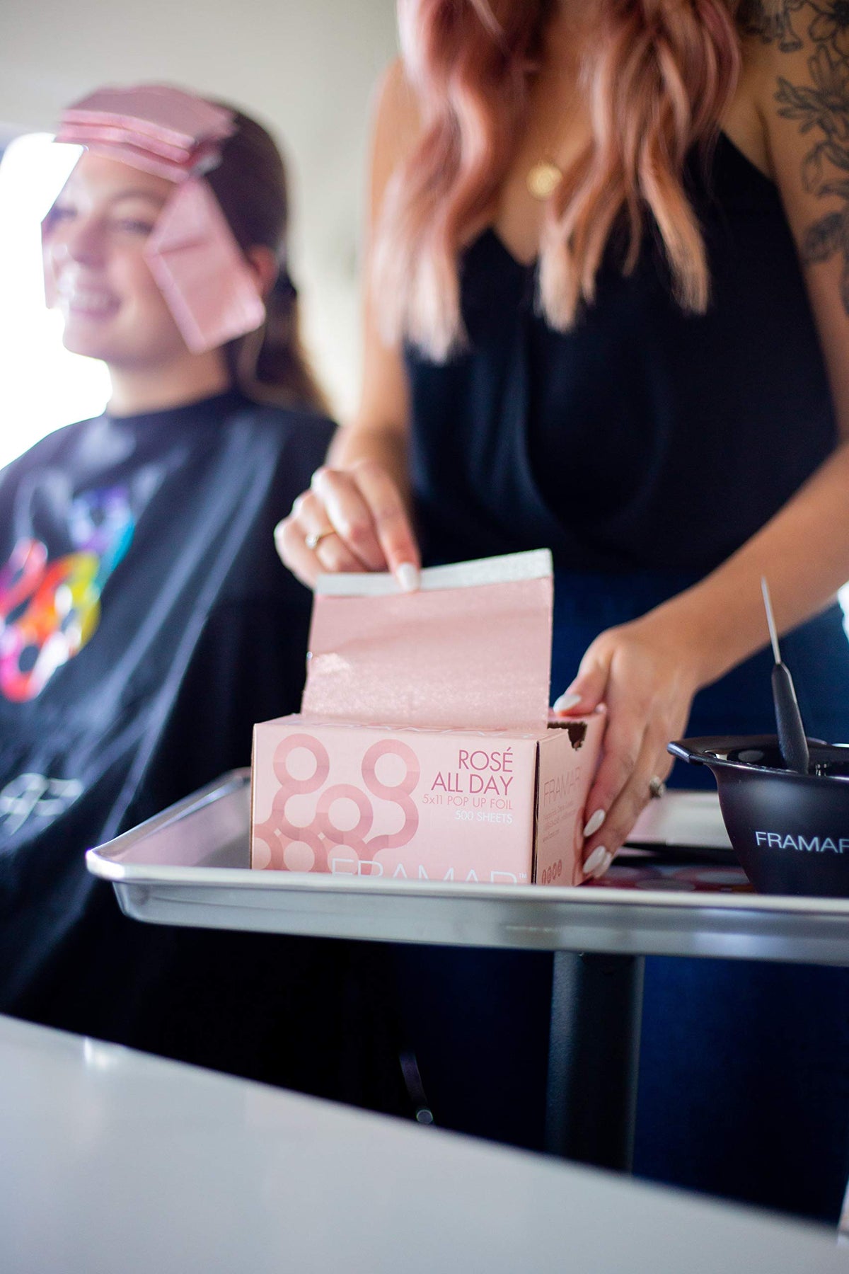 FRAMAR Rosé Hair Foils stacked for easy access