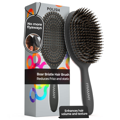 FRAMAR Soft Boar Bristle Hair Brush front view
