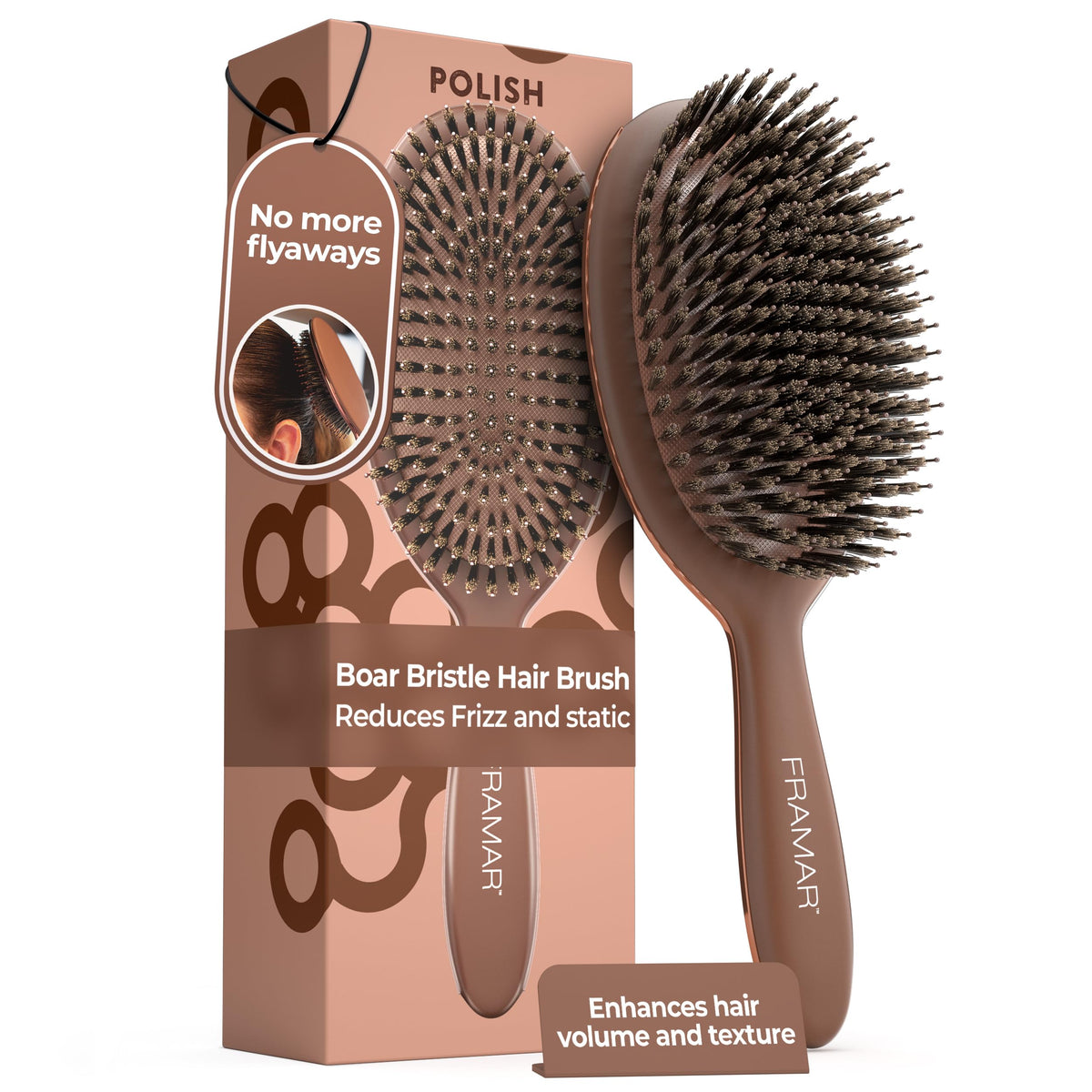 FRAMAR Soft Boar Bristle Hair Brush front view