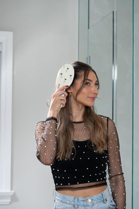 FRAMAR Soft Boar Bristle Hair Brush lifestyle scene