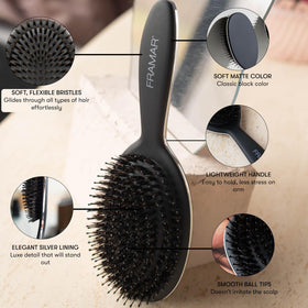 FRAMAR Soft Boar Bristle Hair Brush side view