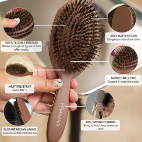 FRAMAR Soft Boar Bristle Hair Brush side view