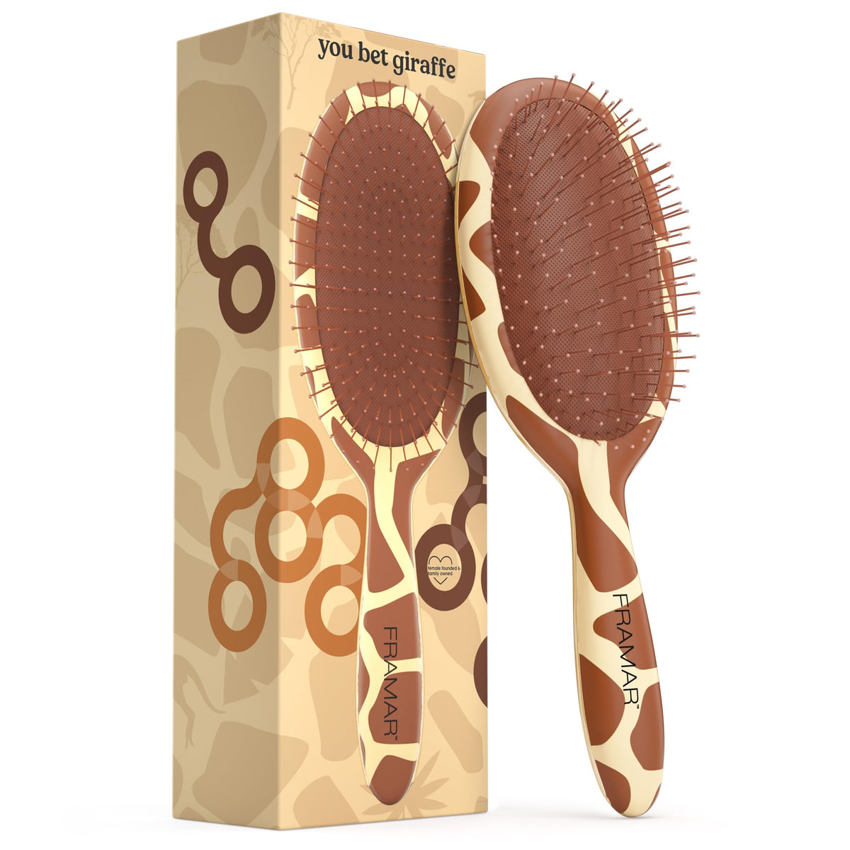FRAMAR Wet Hair Brush Detangler Giraffe design front view