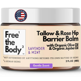 Free the Body Tallow and Rose Hip Barrier Balm 2oz jar front view